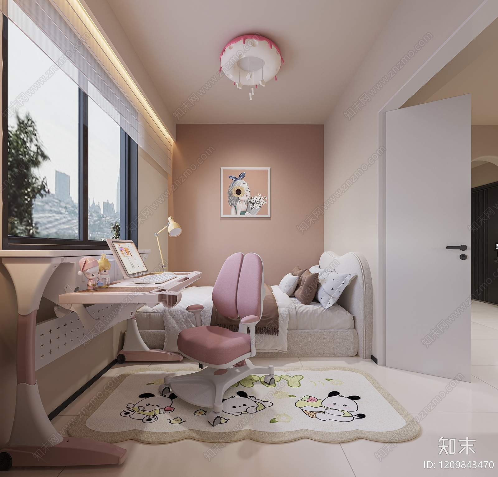 奶油风女孩房3D模型下载【ID:1209843470】