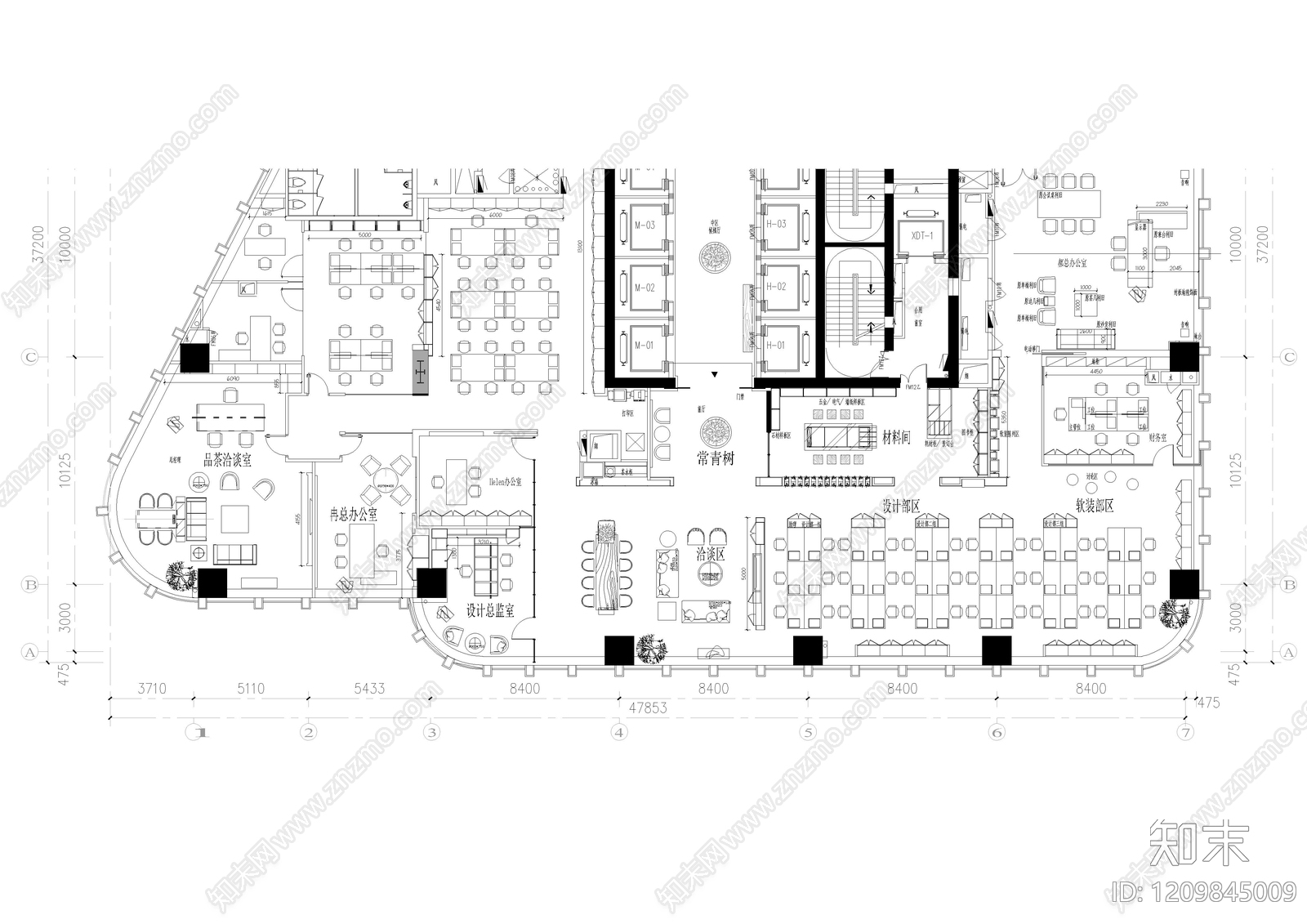 现代独立办公室cad施工图下载【ID:1209845009】