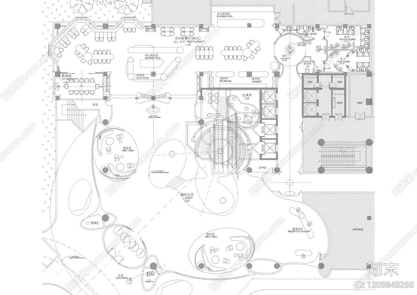酒店大堂施工图下载【ID:1209849266】