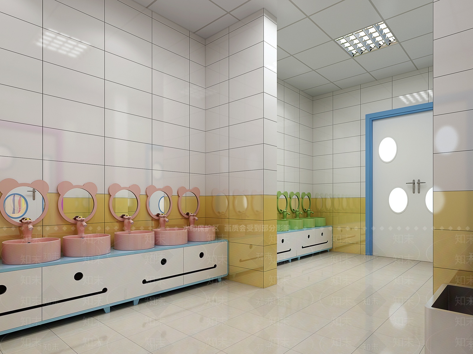 现代儿童公共卫生间3D模型下载【ID:1209849415】