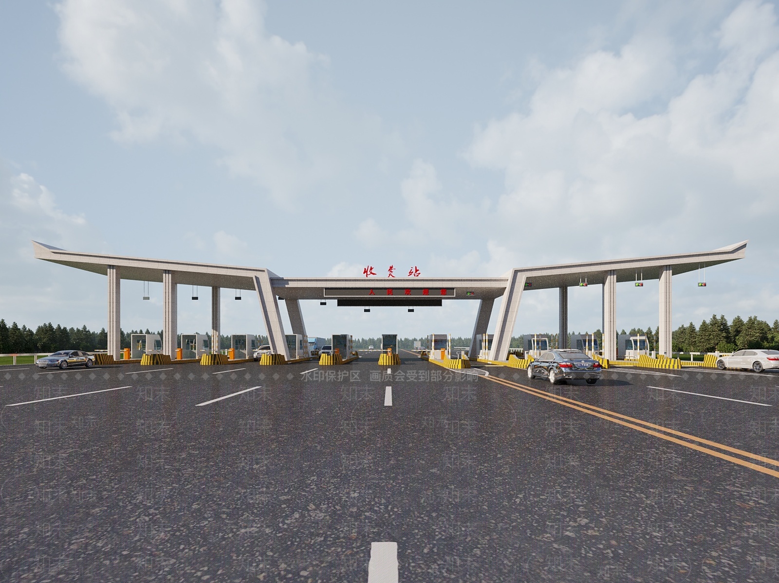 现代高速收费站SU模型下载【ID:1209851150】