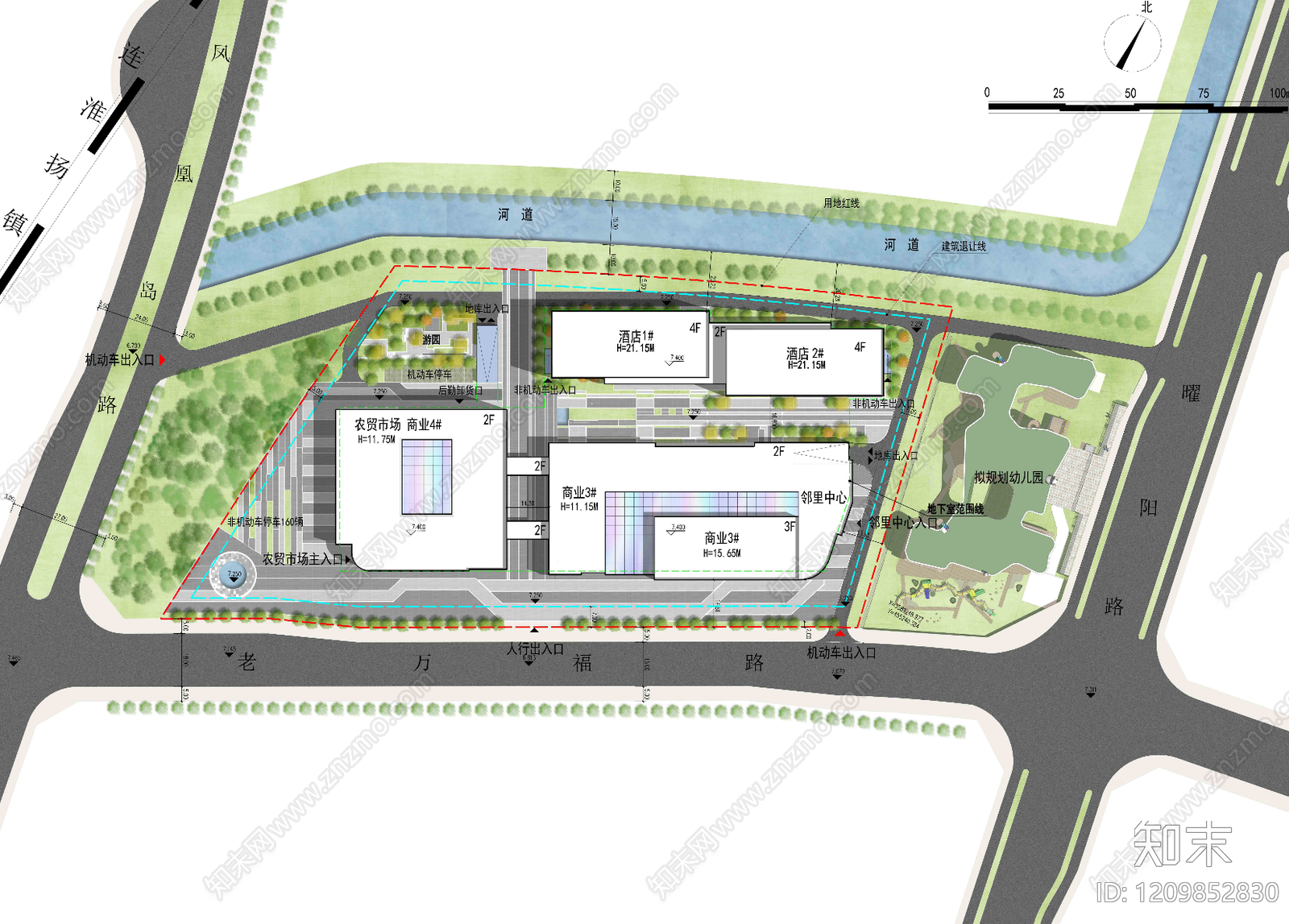 现代农贸市场建筑施工图下载【ID:1209852830】