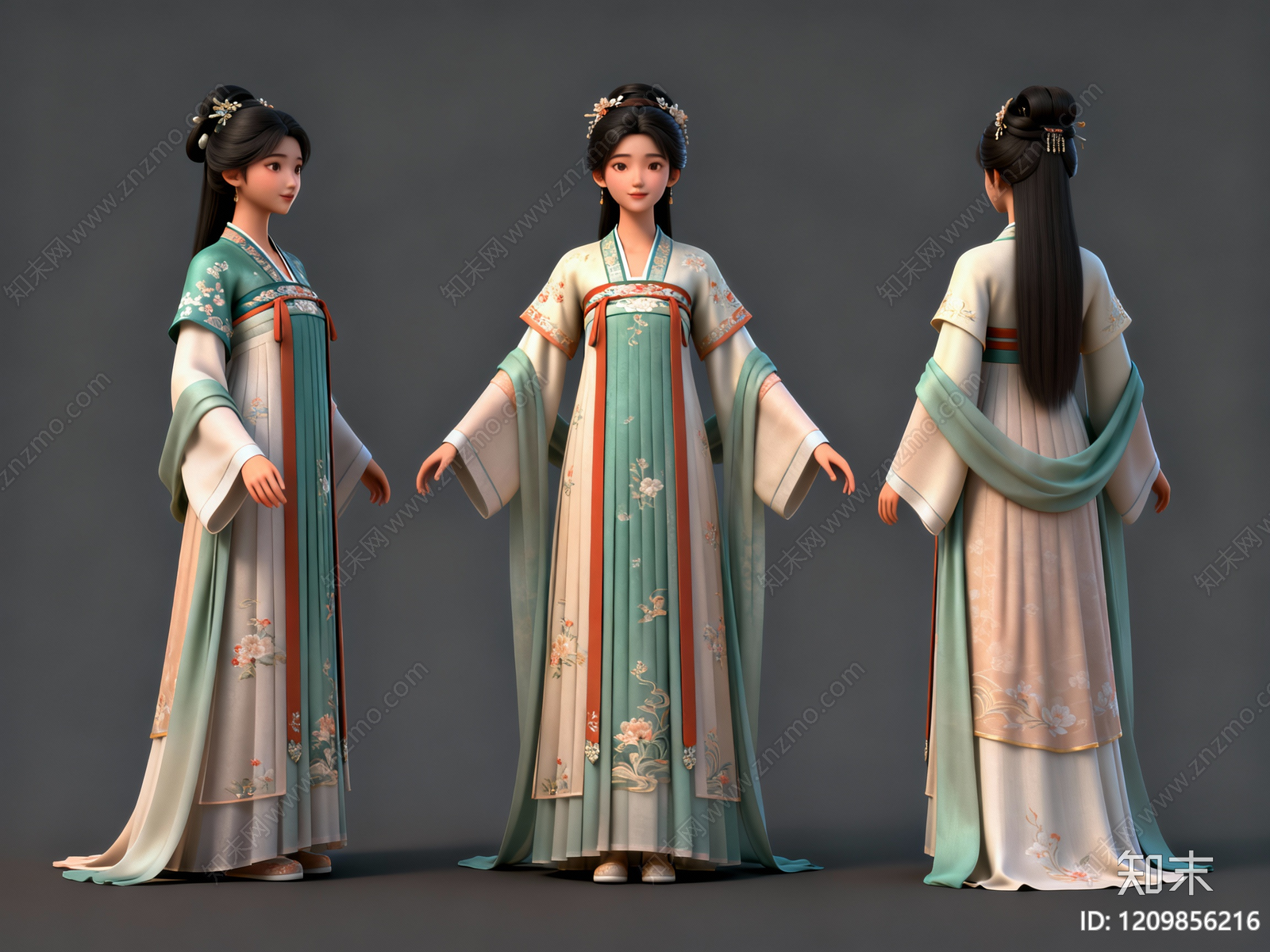 新中式虚拟人物3D模型下载【ID:1209856216】