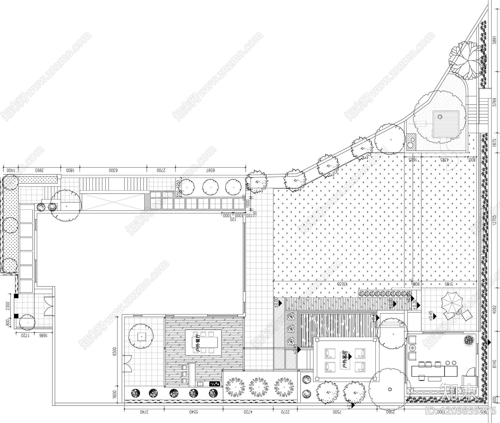 现代简约庭院施工图下载【ID:1209859276】