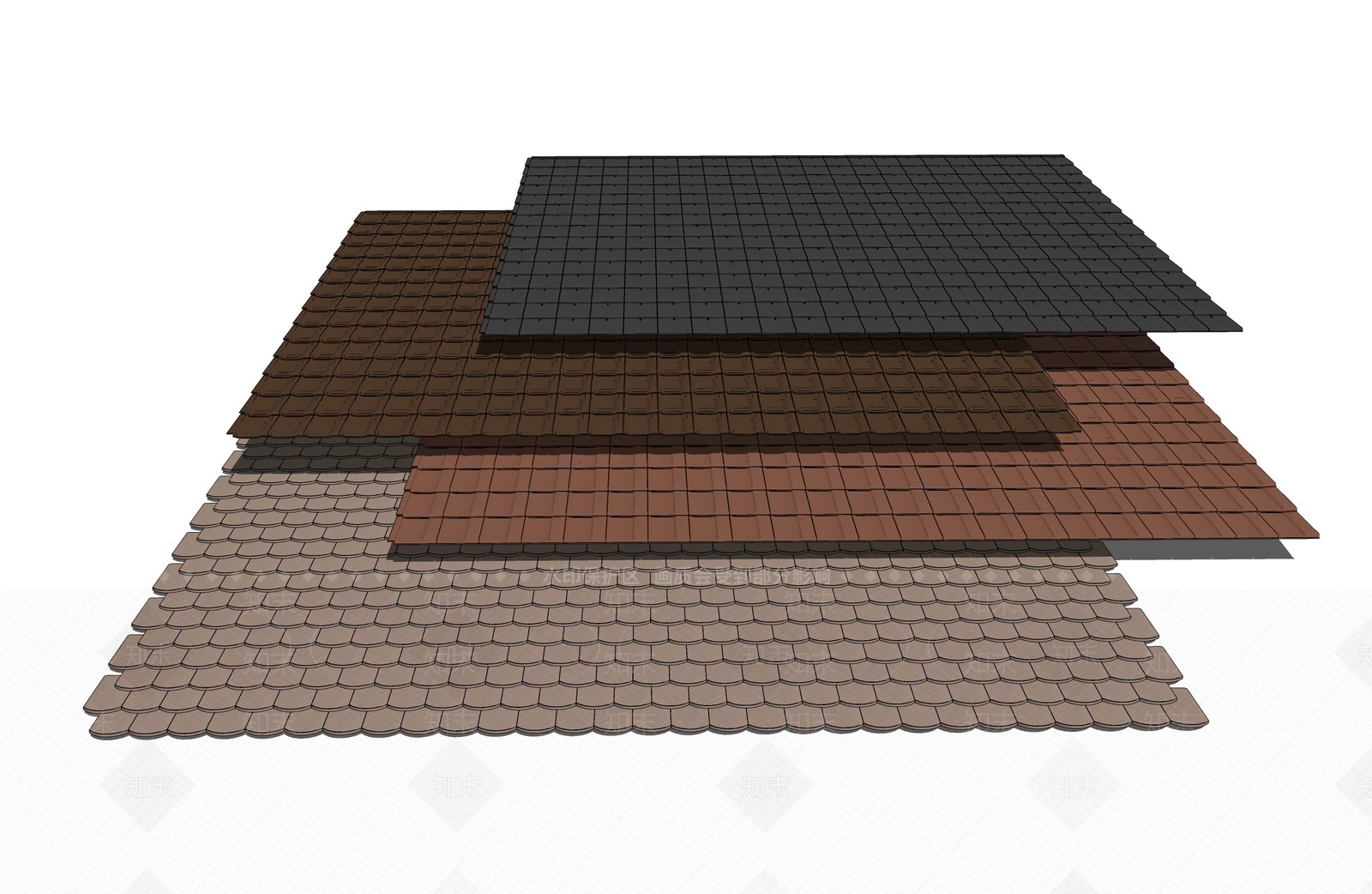 现代屋顶瓦片SU模型下载【ID:1209861460】