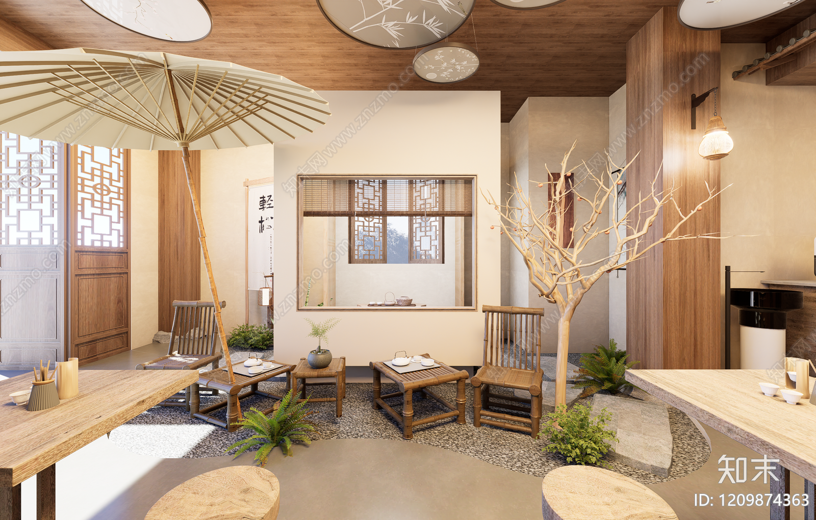 中式新中式中餐厅SU模型下载【ID:1209874363】