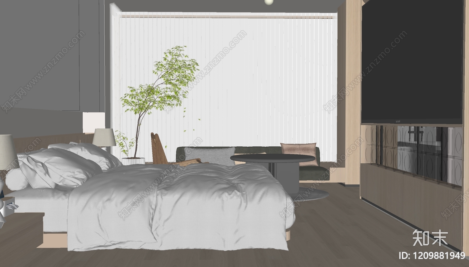 现代酒店客房SU模型下载【ID:1209881949】