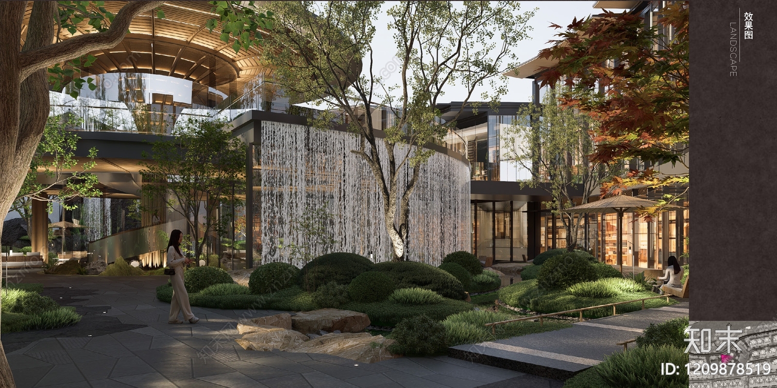 现代新中式示范区景观下载【ID:1209878519】