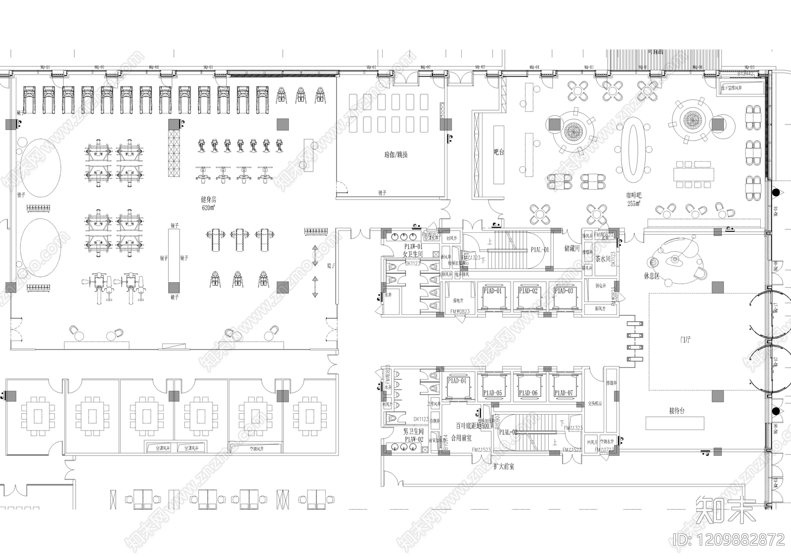 现代整体办公空间cad施工图下载【ID:1209882872】