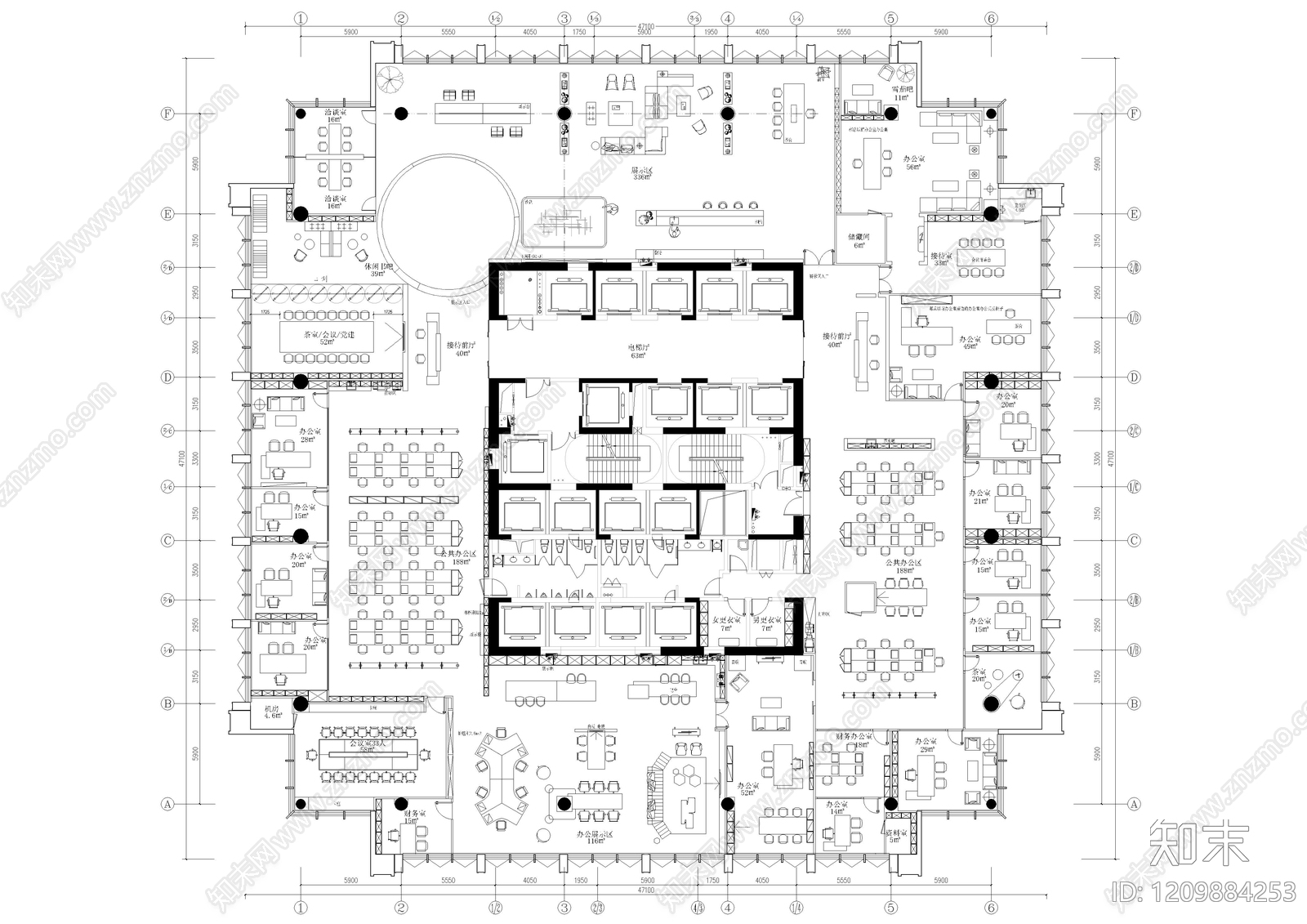 现代整体办公空间cad施工图下载【ID:1209884253】