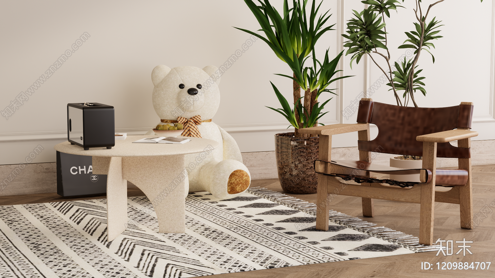 现代小户型客厅SU模型下载【ID:1209884707】