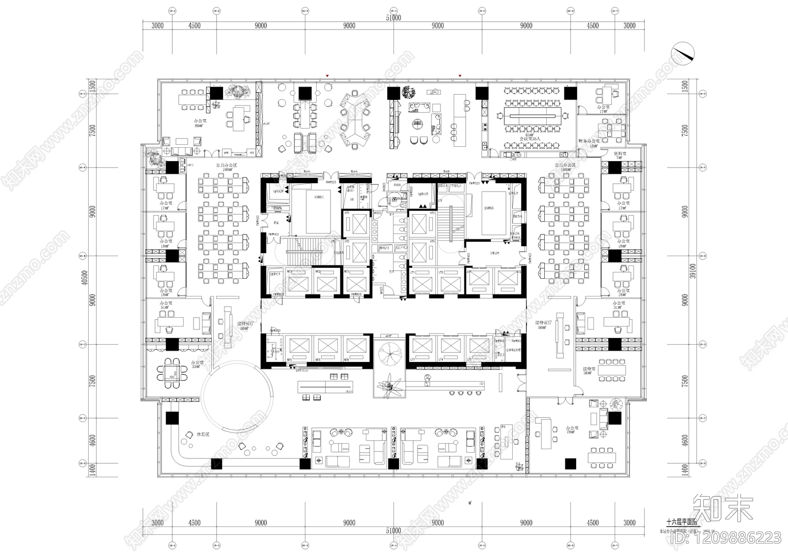 现代整体办公空间cad施工图下载【ID:1209886223】