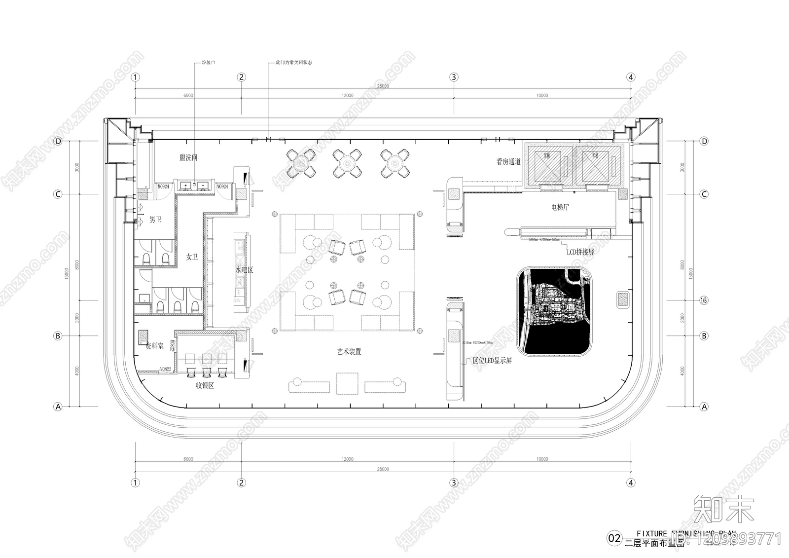 现代售楼处cad施工图下载【ID:1209893771】