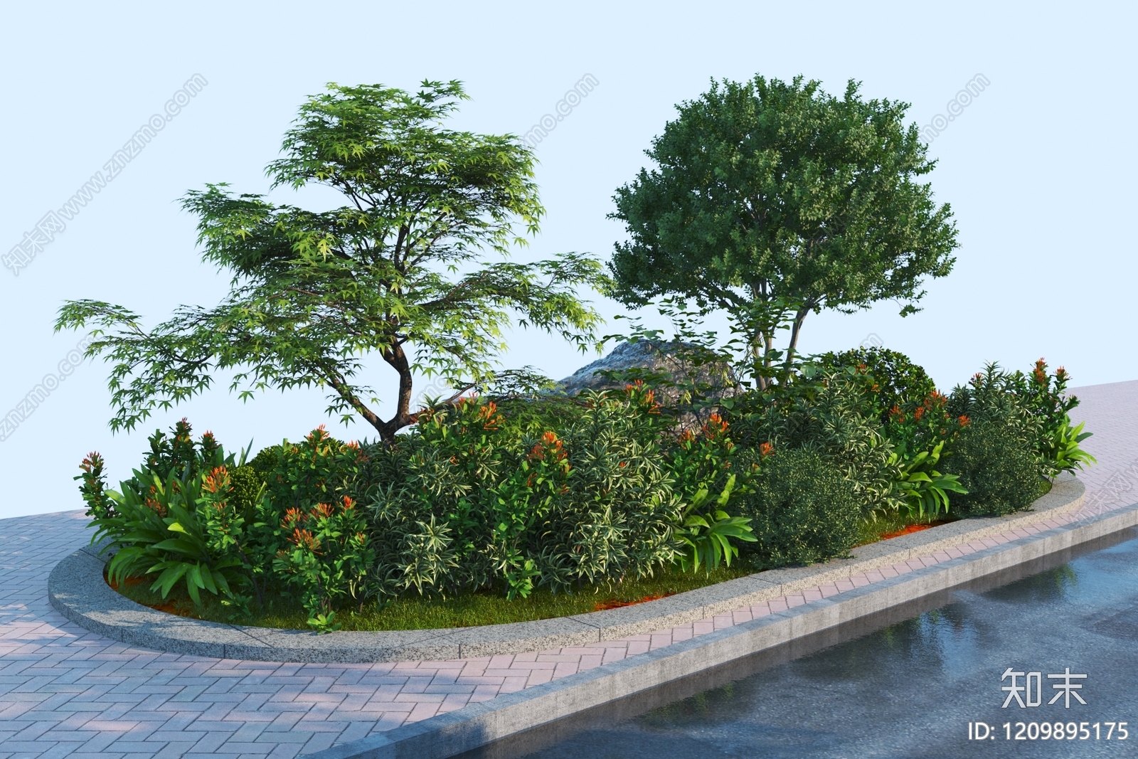 新中式景观花池3D模型下载【ID:1209895175】