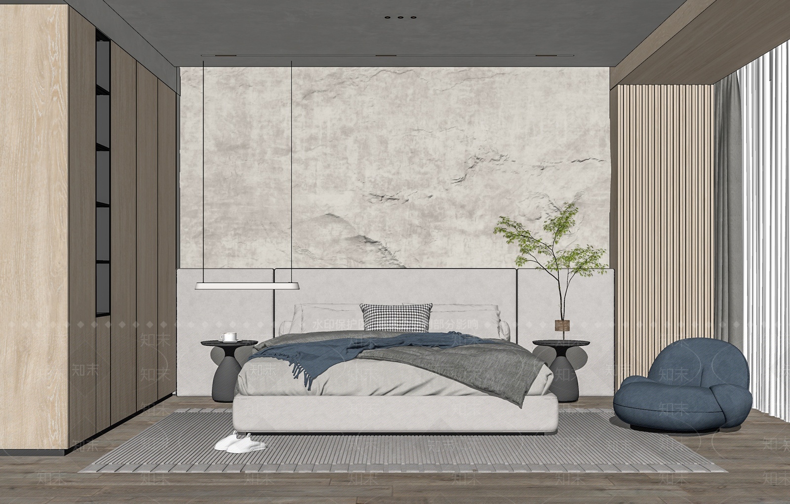 现代卧室SU模型下载【ID:1209897432】