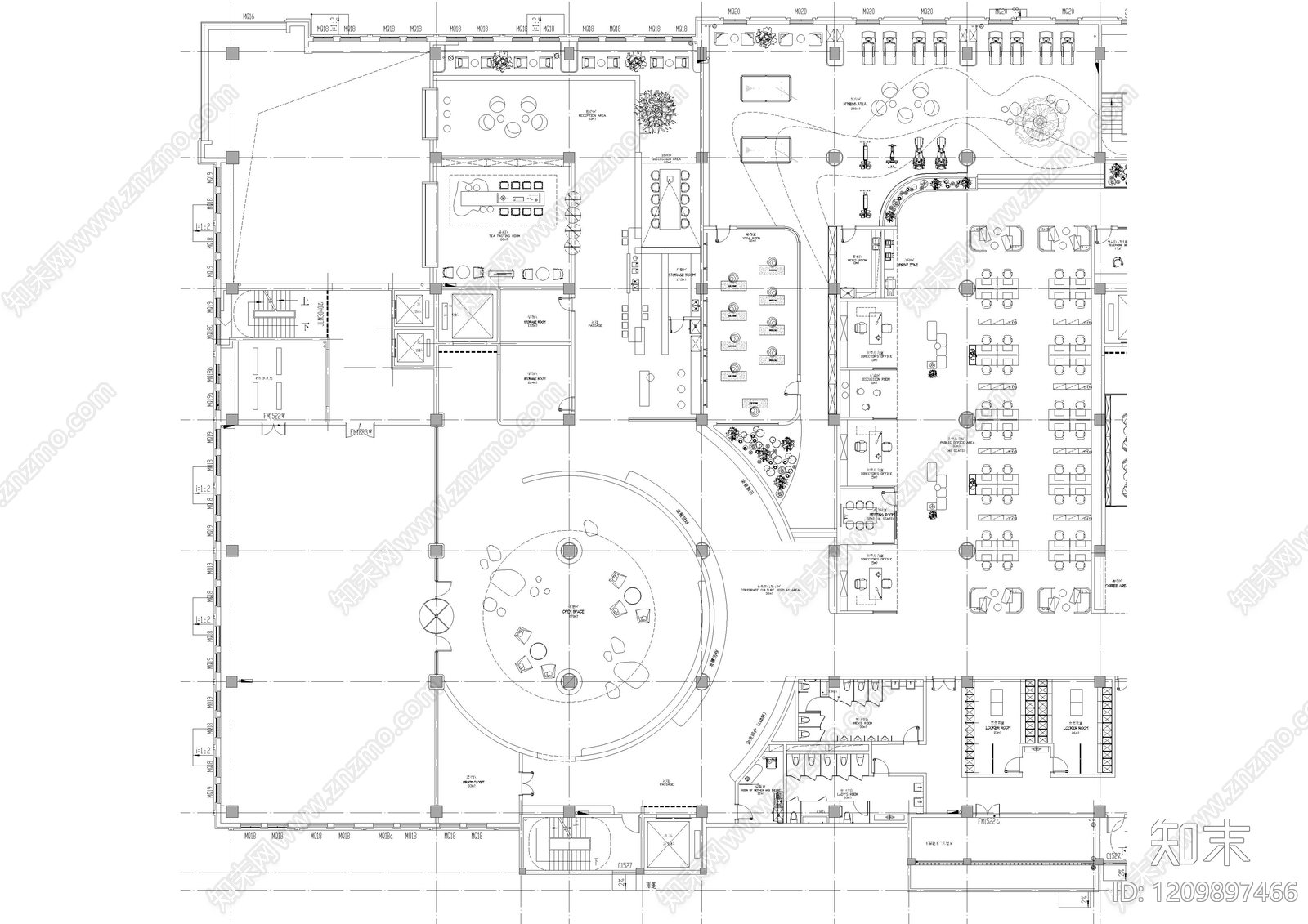 现代整体办公空间cad施工图下载【ID:1209897466】