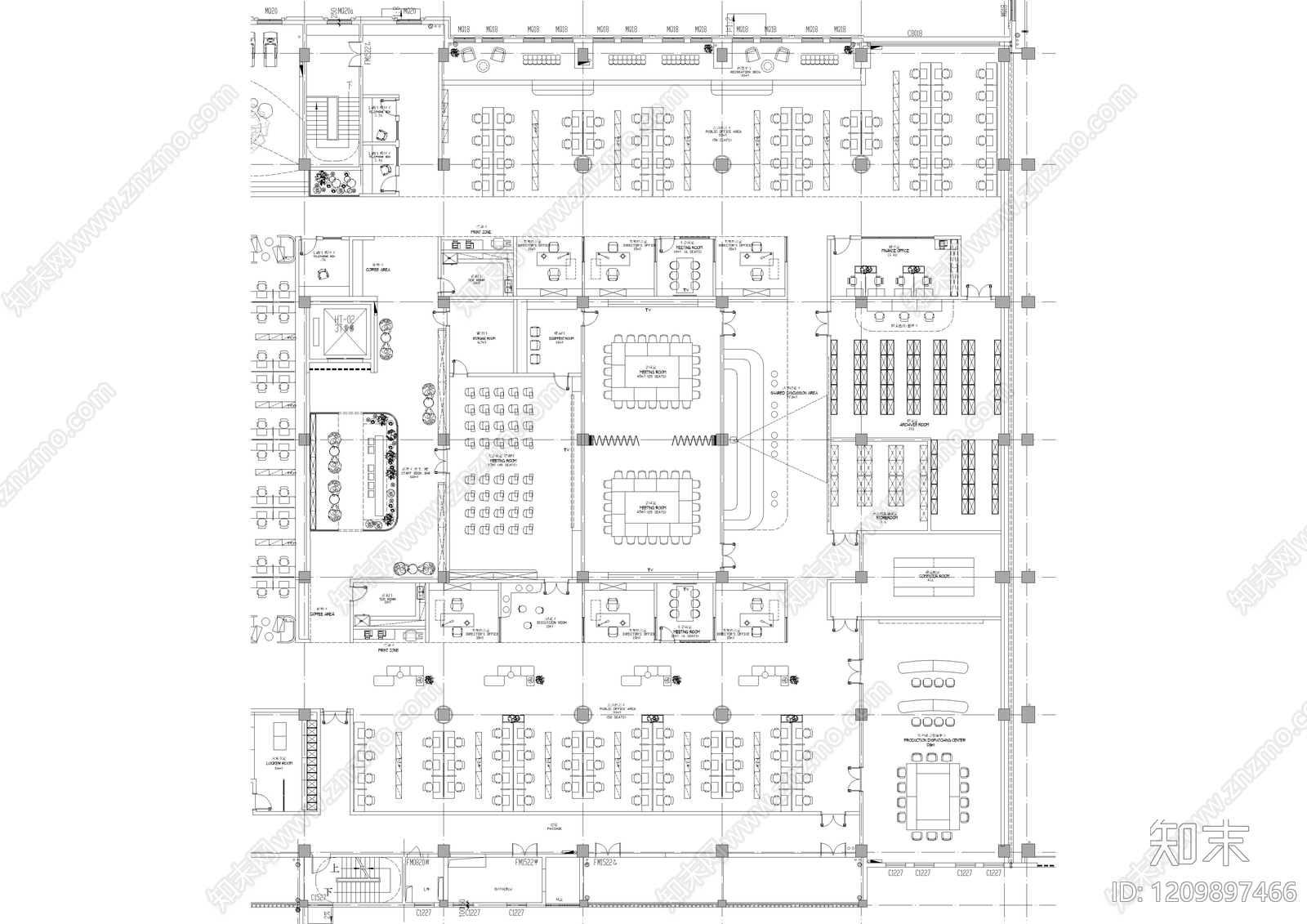 现代整体办公空间cad施工图下载【ID:1209897466】