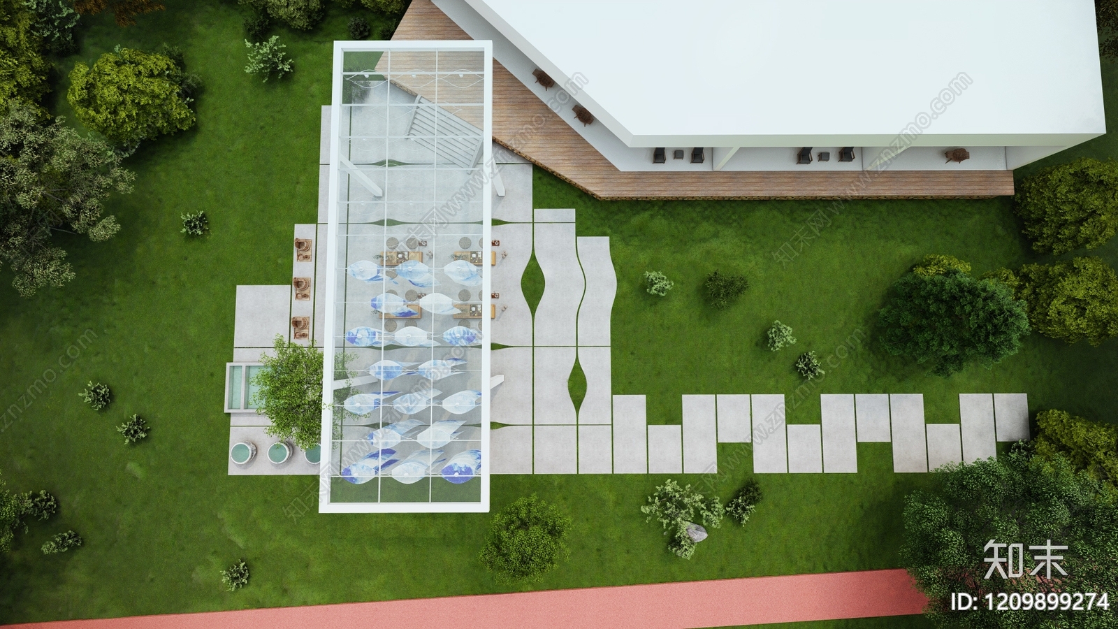 现代简约廊架空间3D模型下载【ID:1209899274】