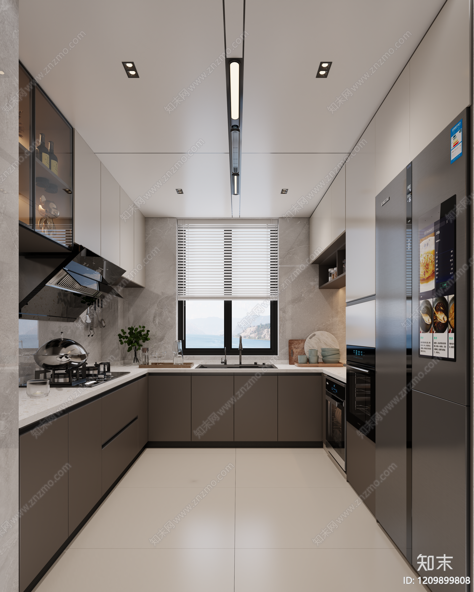 现代简约封闭式厨房3D模型下载【ID:1209899808】