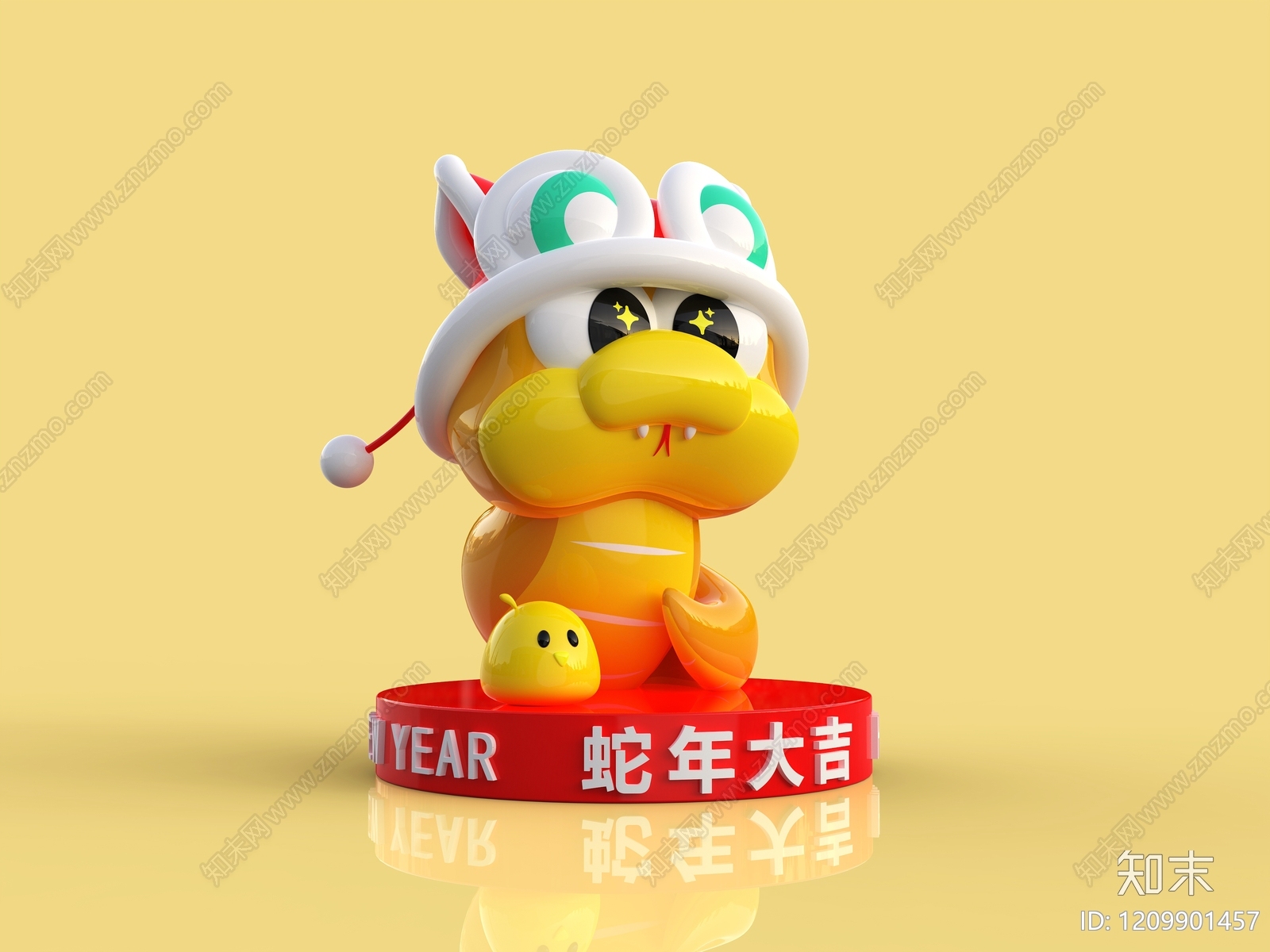 卡通风格生肖雕塑3D模型下载【ID:1209901457】