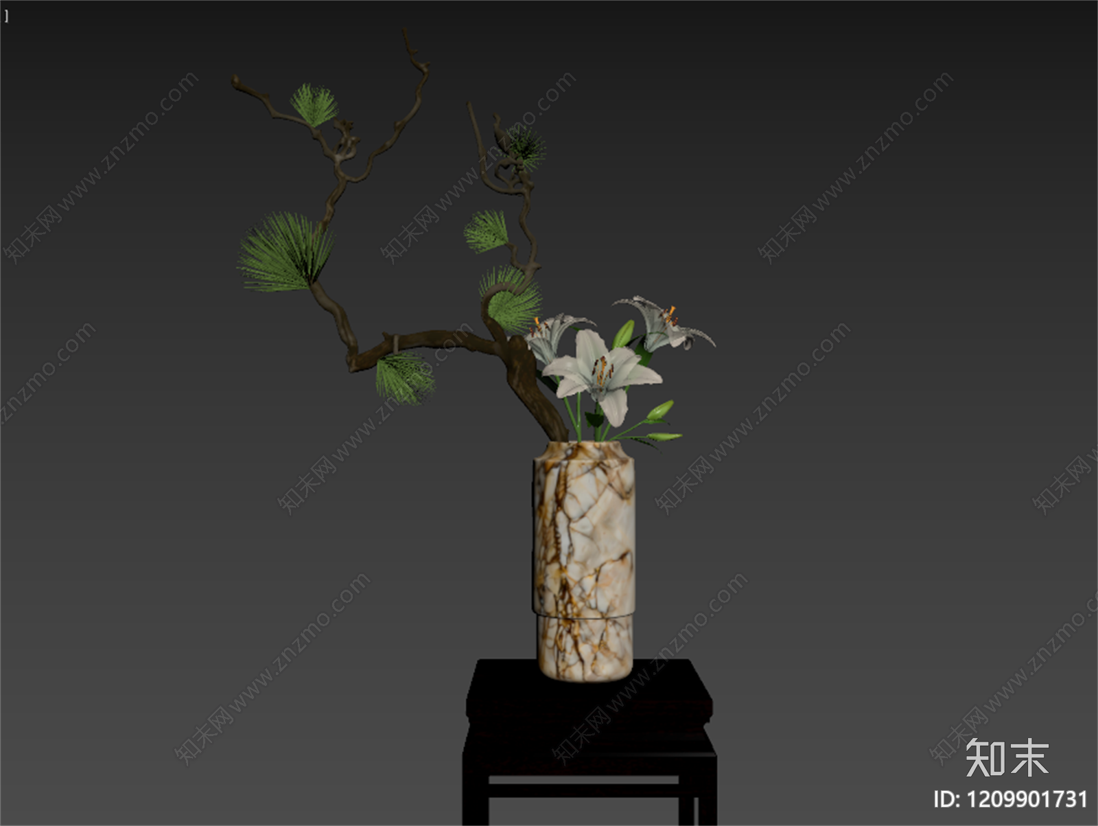 新中式花艺3D模型下载【ID:1209901731】