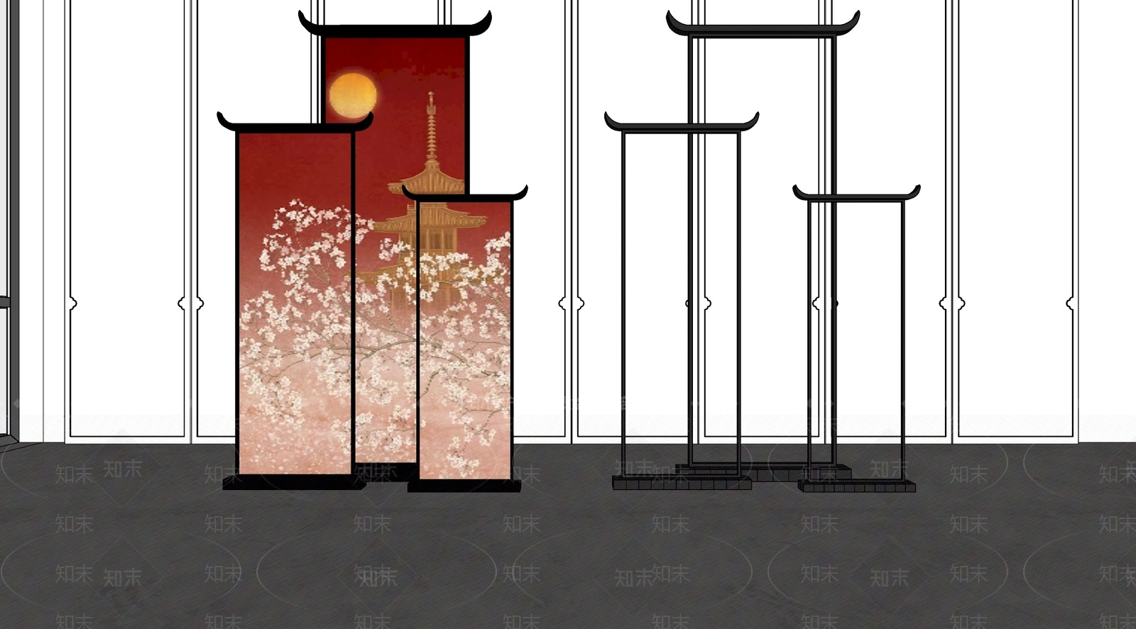 新中式中式屏风SU模型下载【ID:1209901792】