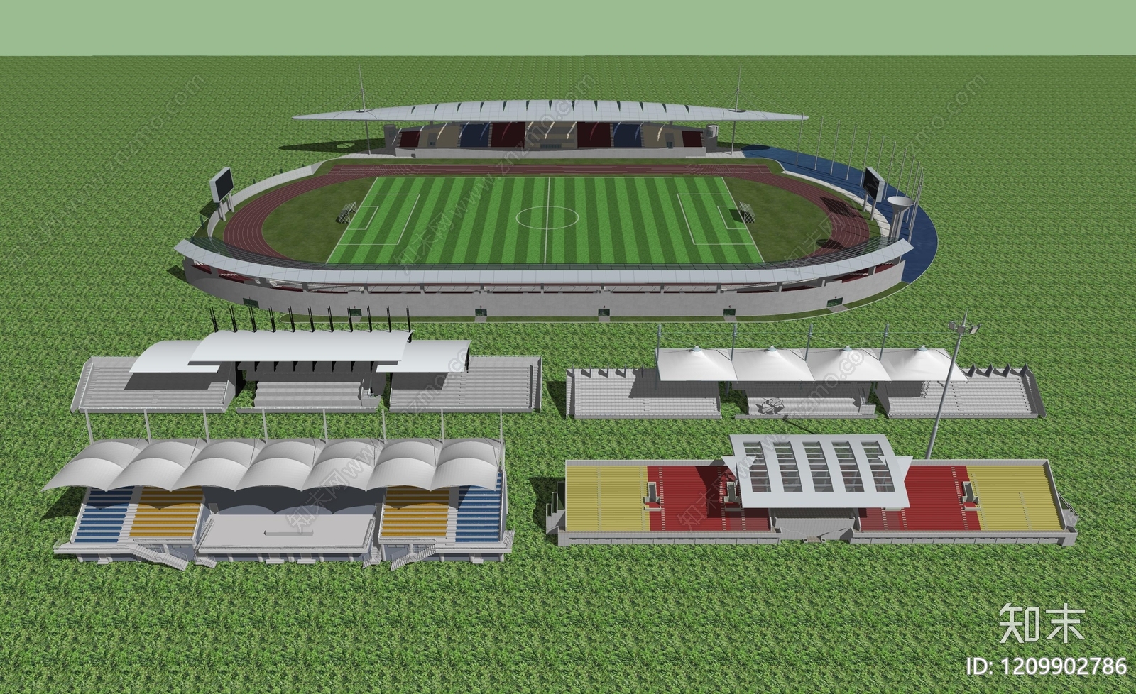 现代体育场馆景观SU模型下载【ID:1209902786】