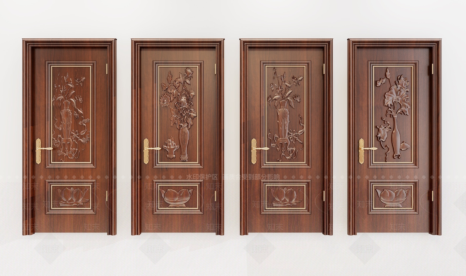 中式雕花单开门组合3D模型下载【ID:1209902976】