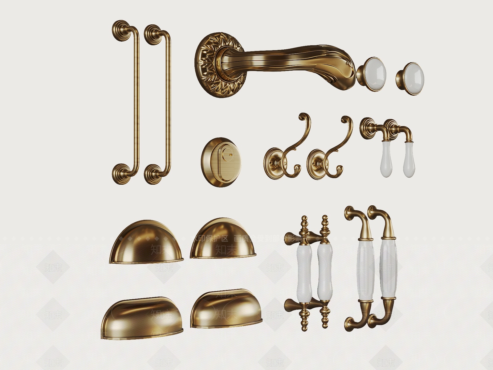 欧式复古门把手3D模型下载【ID:1209903117】