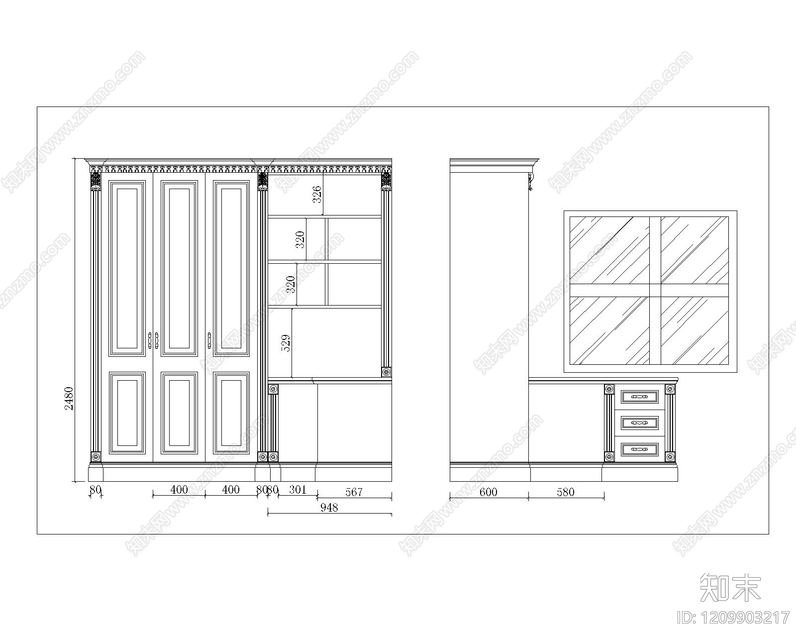 欧式家具图库施工图下载【ID:1209903217】