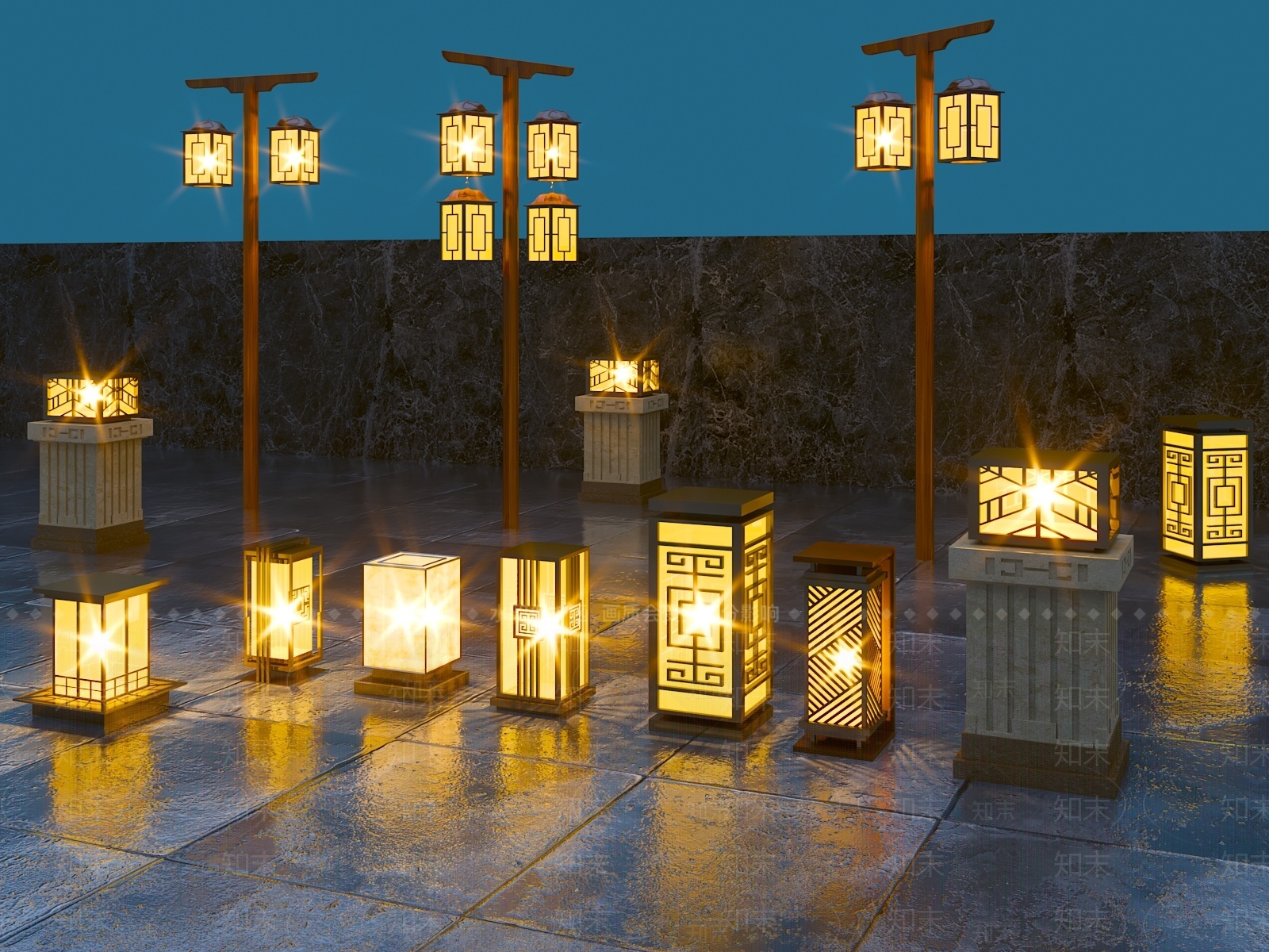 新中式户外灯SU模型下载【ID:1209903402】