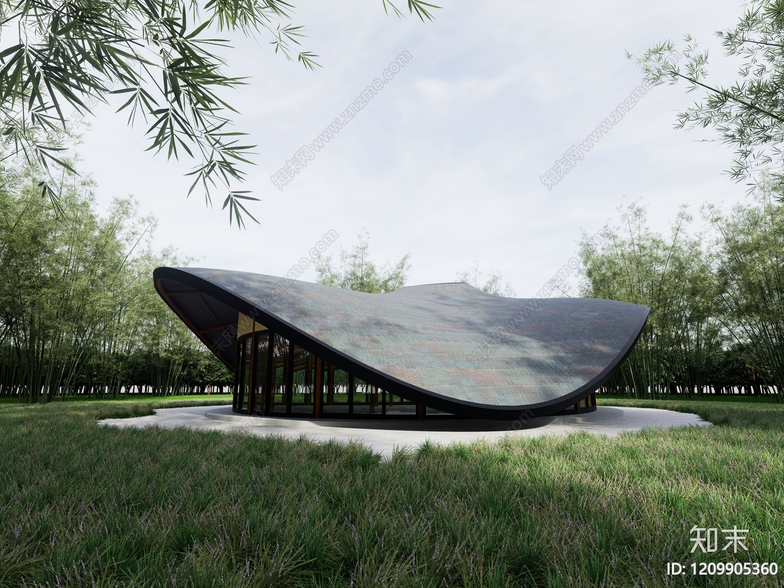 新中式艺术风格建筑3D模型下载【ID:1209905360】