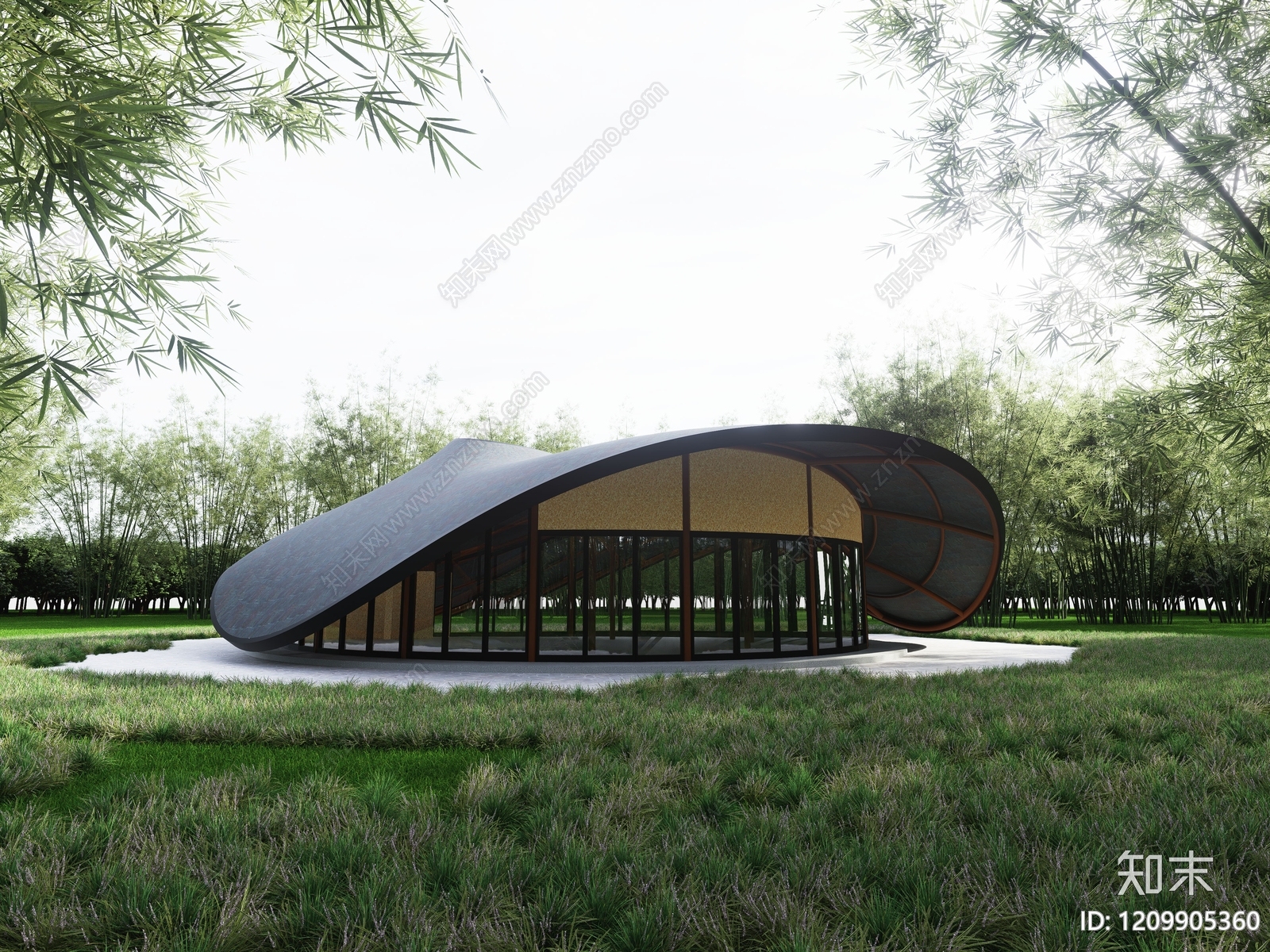 新中式艺术风格建筑3D模型下载【ID:1209905360】