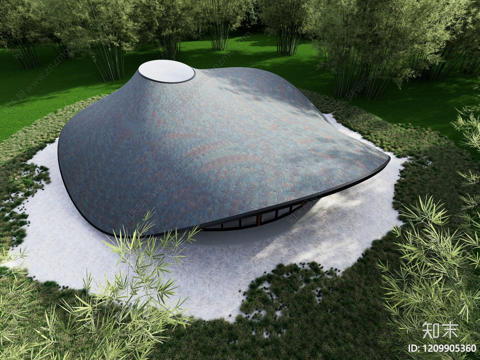新中式艺术风格建筑3D模型下载【ID:1209905360】