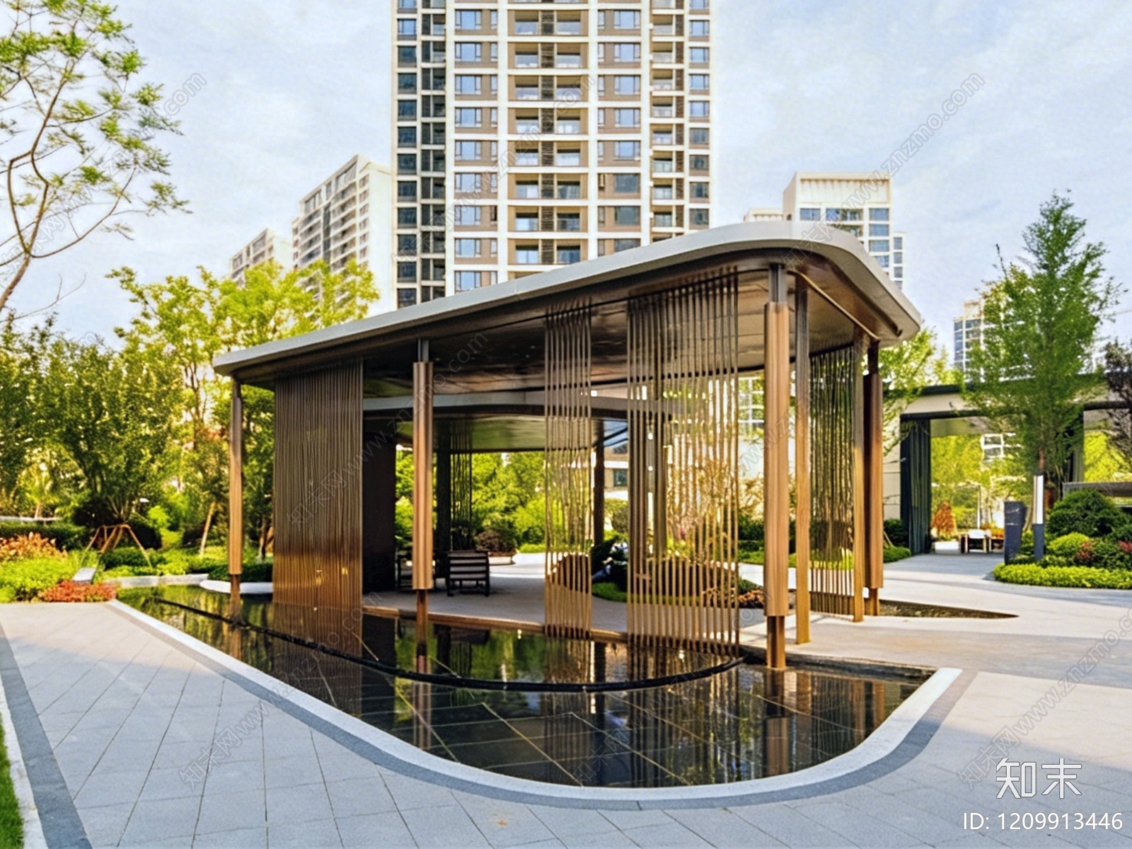 现代新中式廊架cad施工图下载【ID:1209913446】