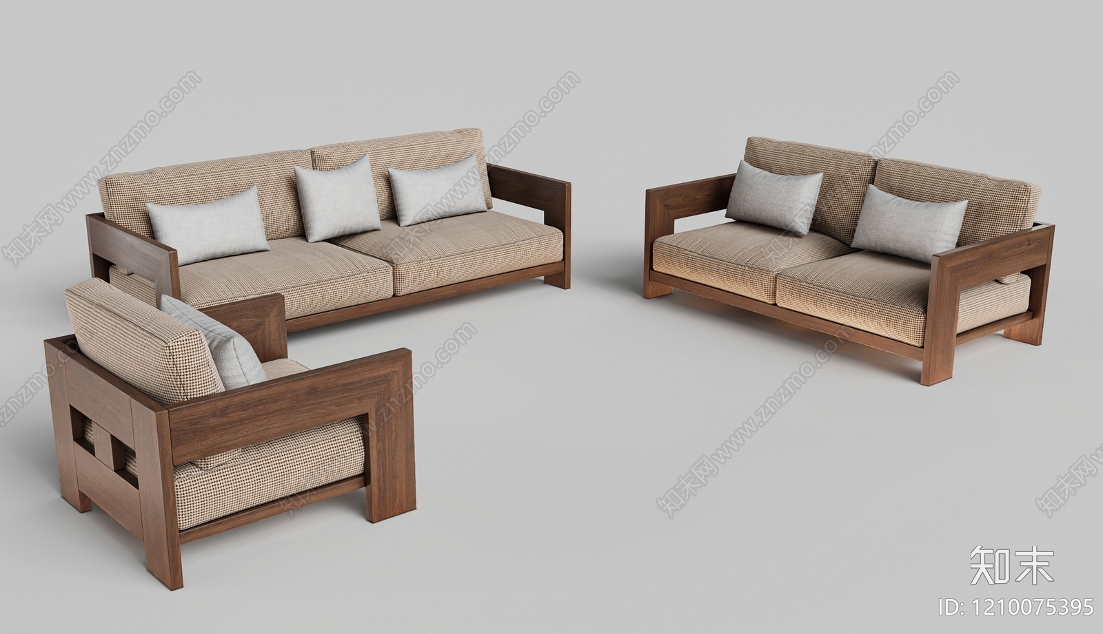 现代简约沙发组合3D模型下载【ID:1210075395】