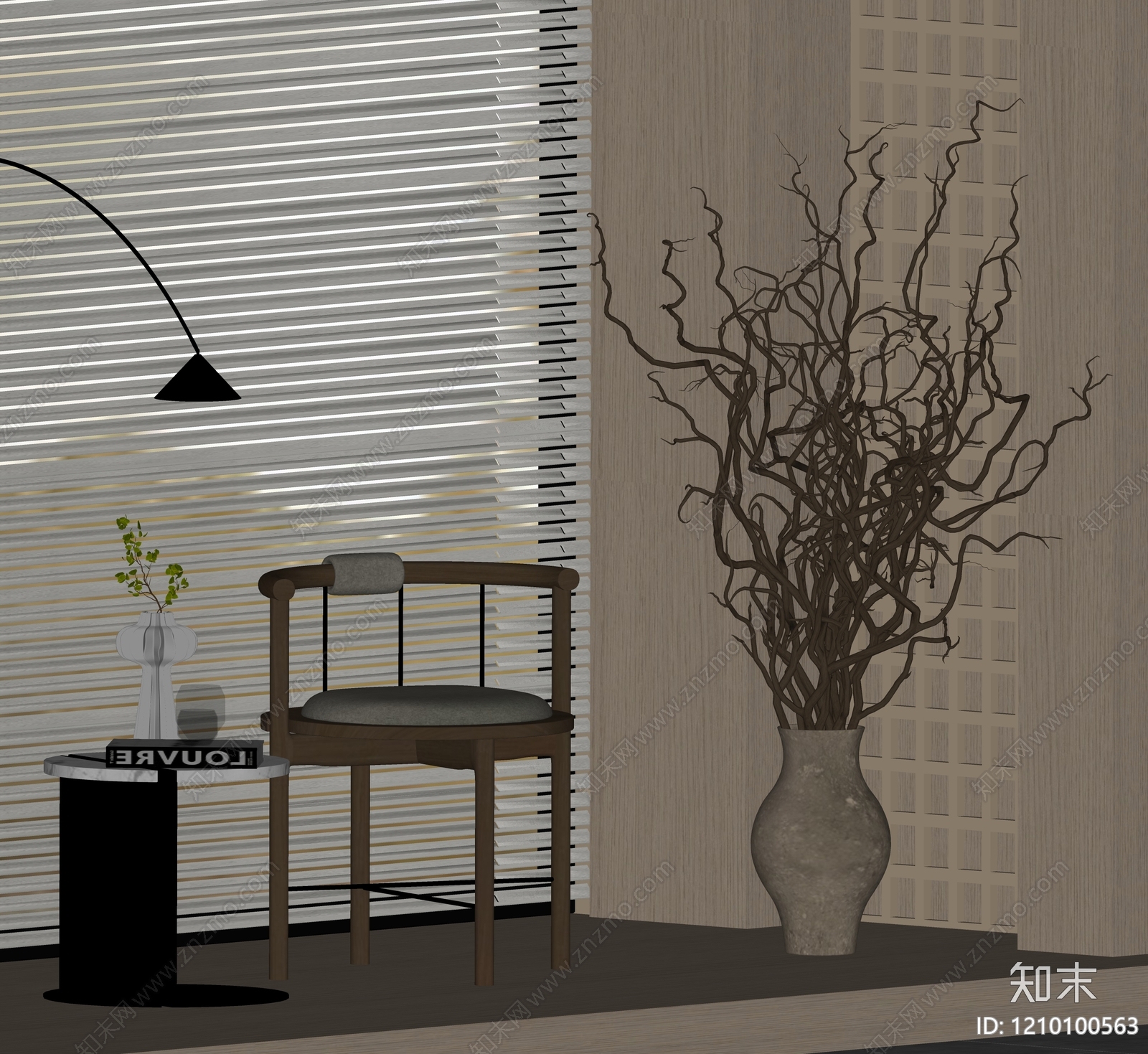 新中式中式休闲椅SU模型下载【ID:1210100563】
