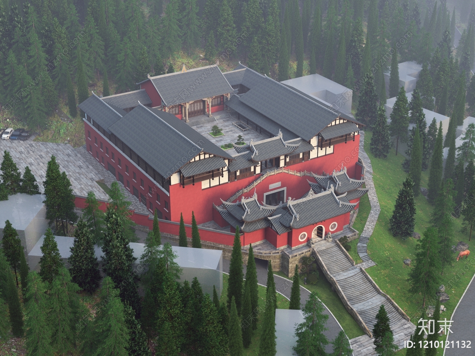 新中式古建3D模型下载【ID:1210121132】