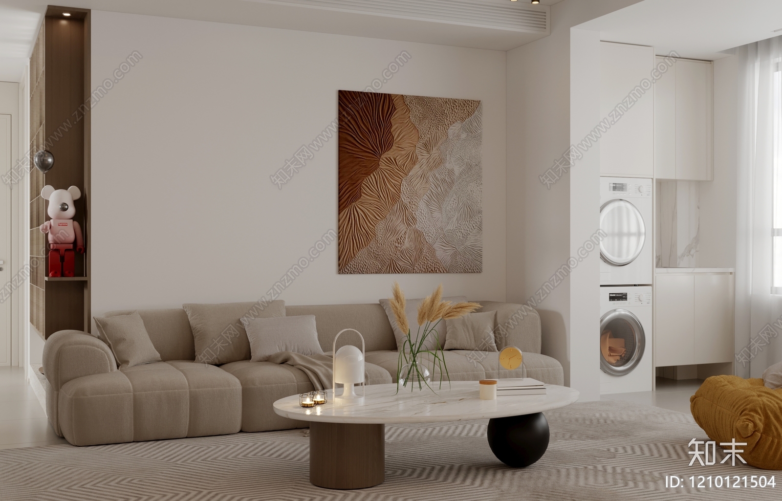 奶油风家居客厅3D模型下载【ID:1210121504】