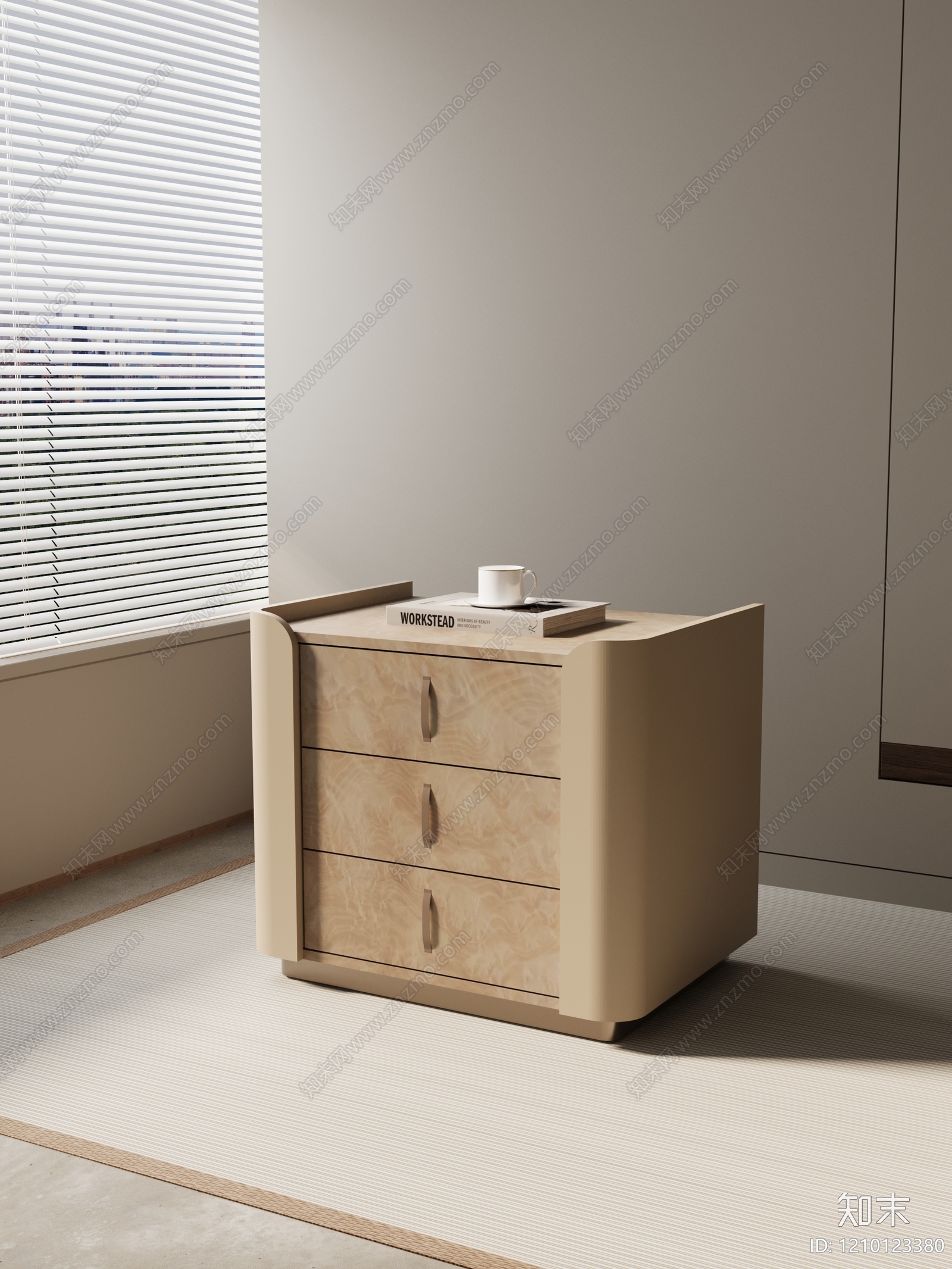 奶油风床头柜3D模型下载【ID:1210123380】