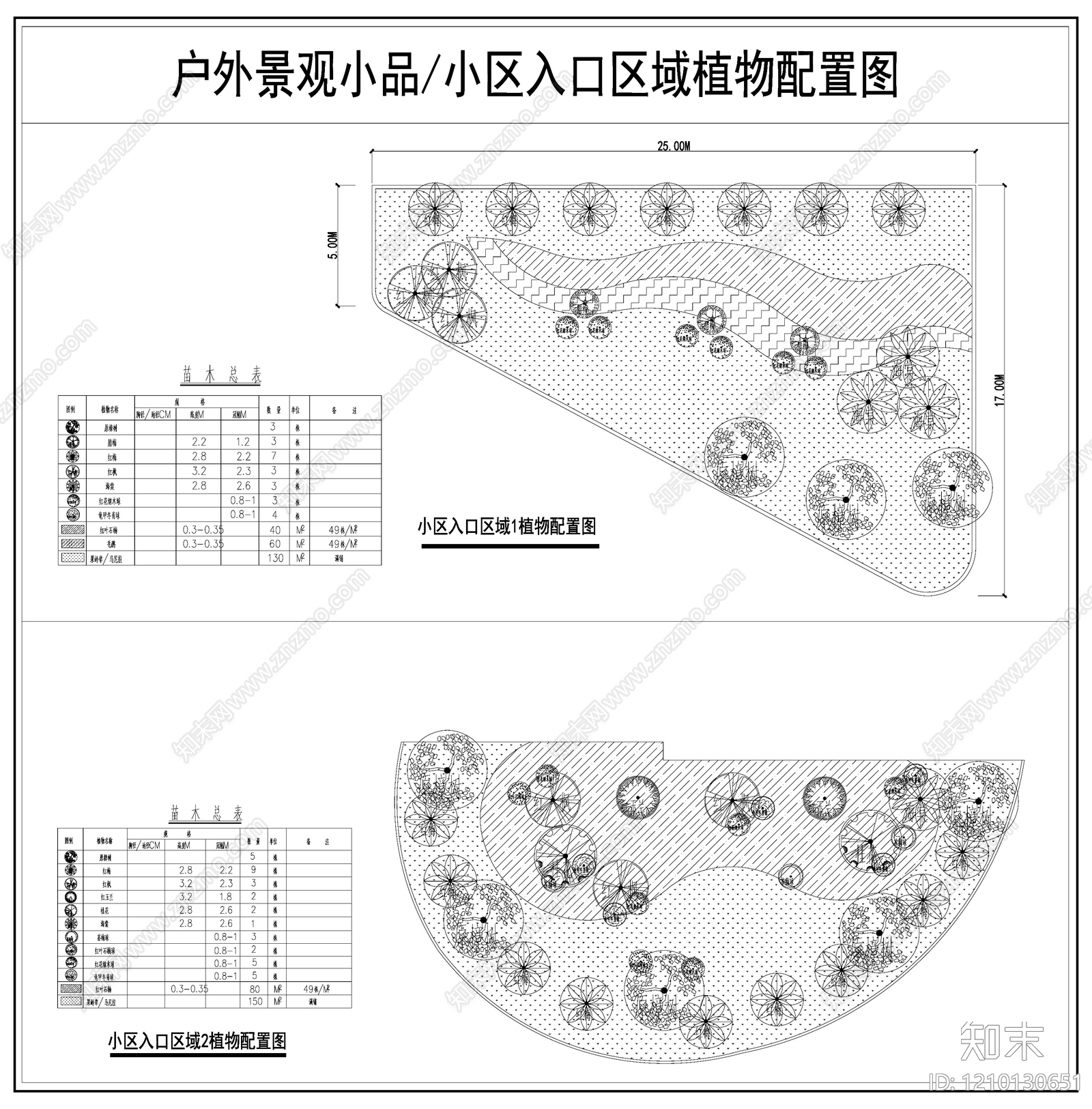现代植物配置图库施工图下载【ID:1210130651】