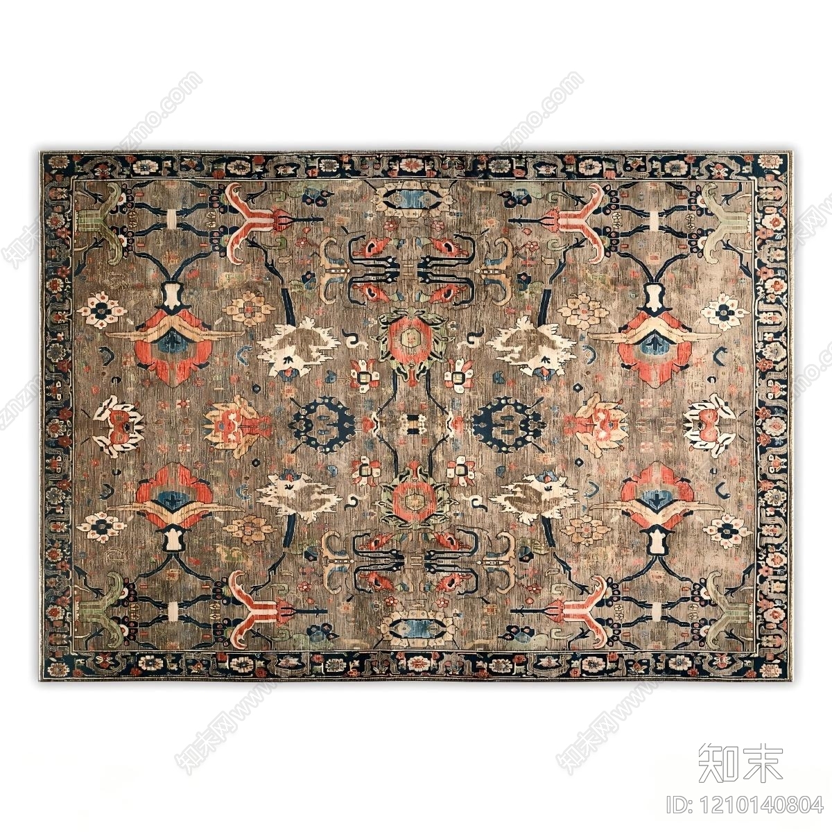 中古风毛绒地毯3D模型下载【ID:1210140804】
