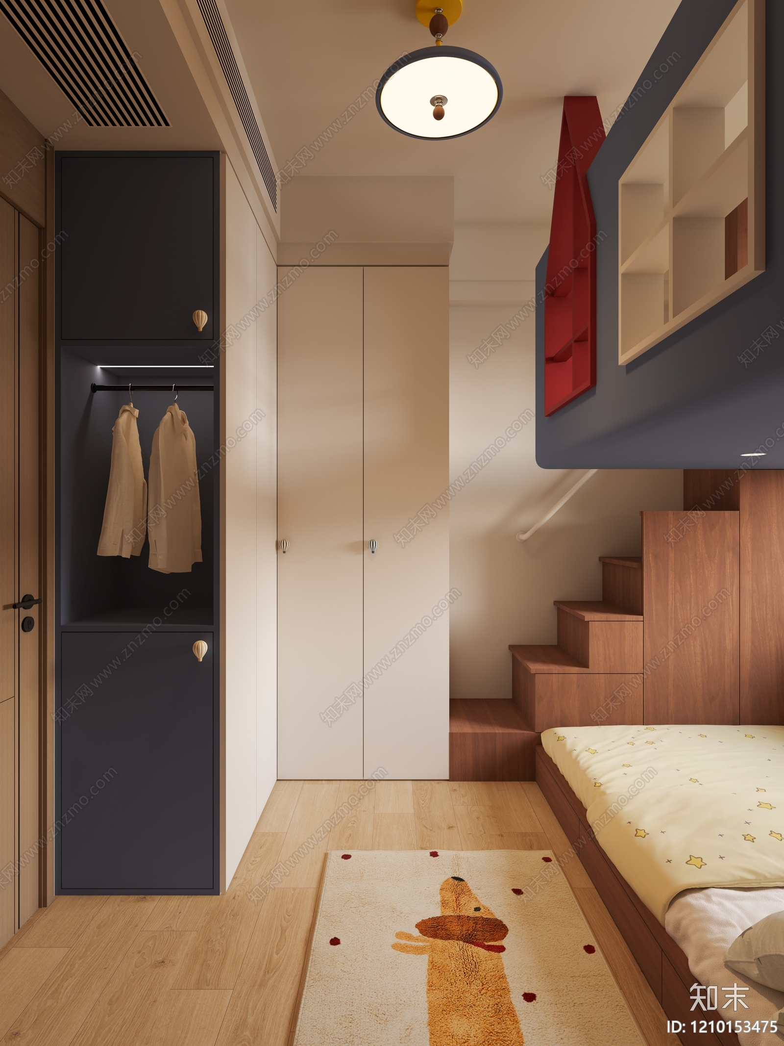现代儿童风男孩房3D模型下载【ID:1210153475】