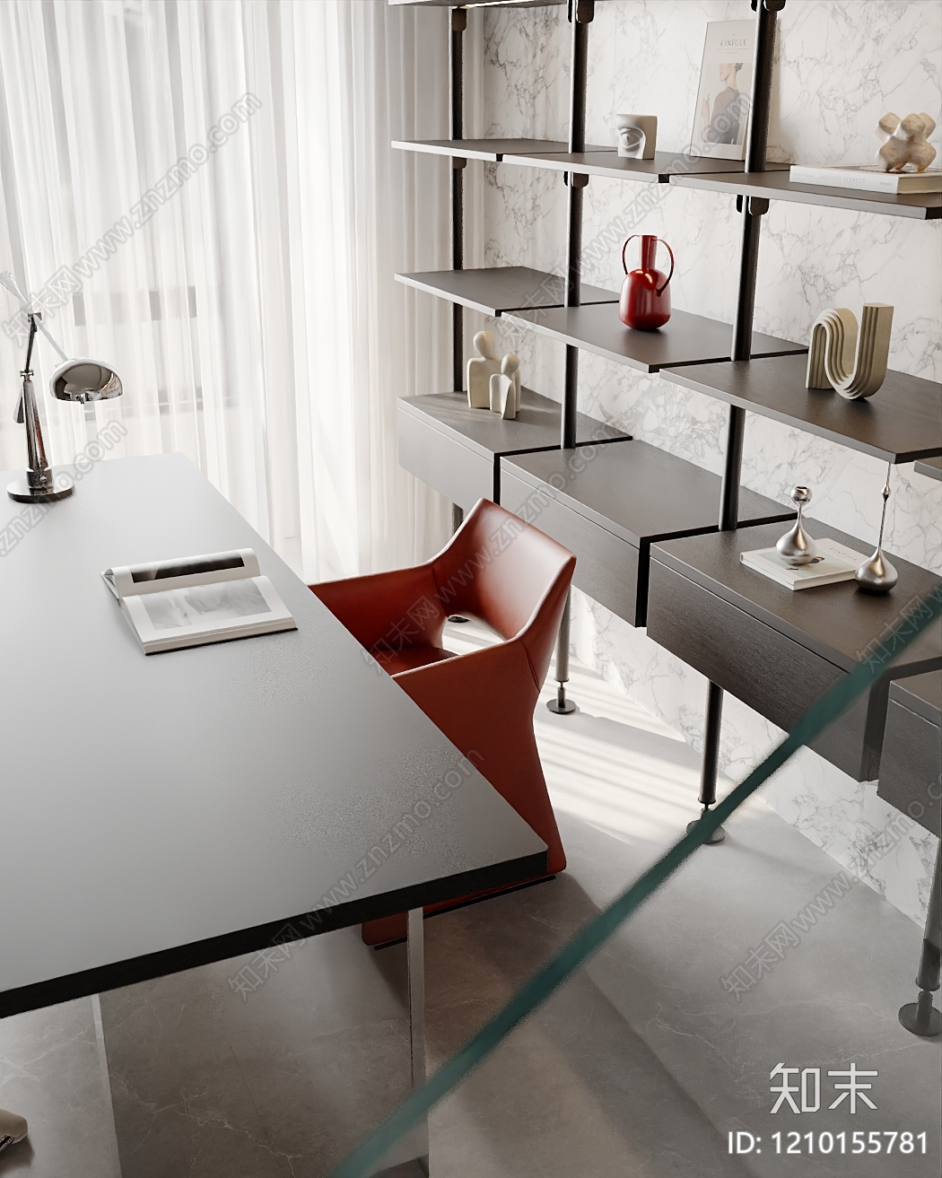 意式极简书房3D模型下载【ID:1210155781】