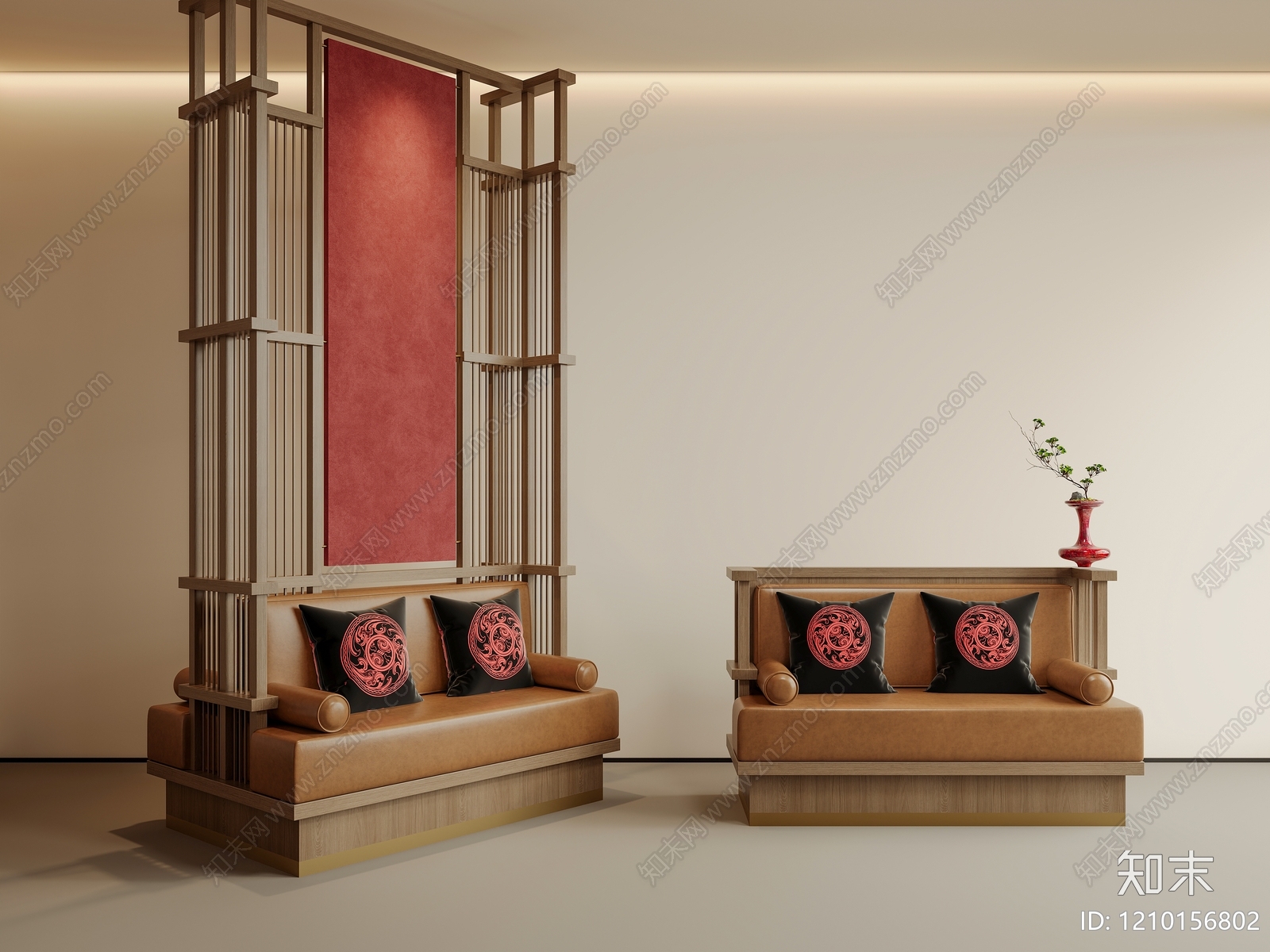 新中式卡座沙发3D模型下载【ID:1210156802】