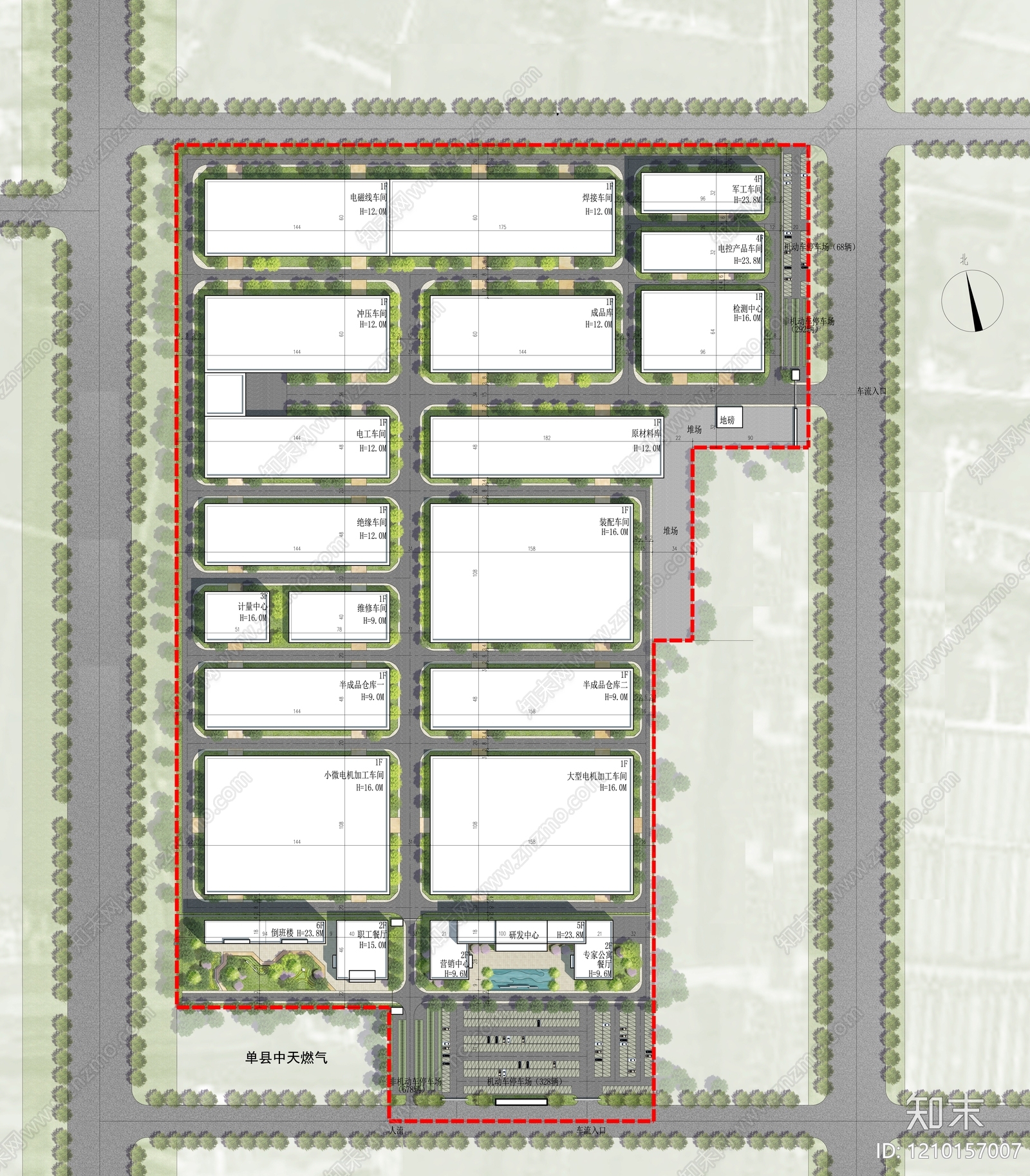 现代产业园建筑施工图下载【ID:1210157007】