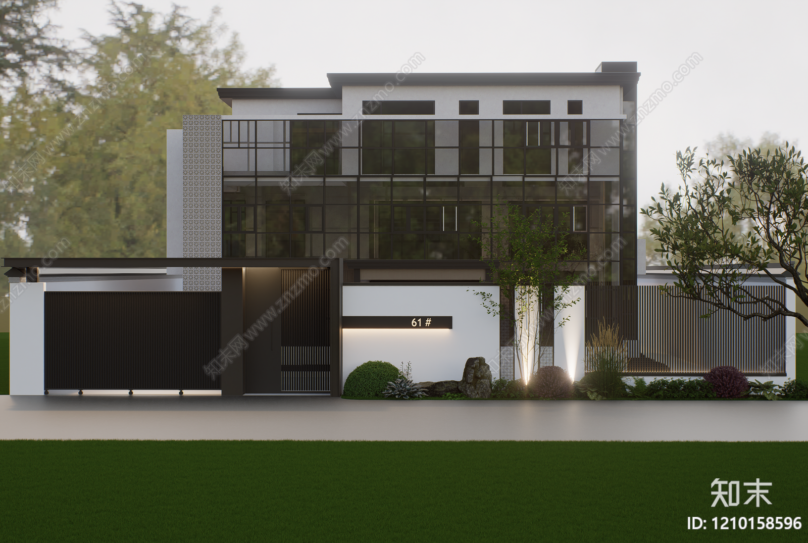 新中式现代庭院小品SU模型下载【ID:1210158596】