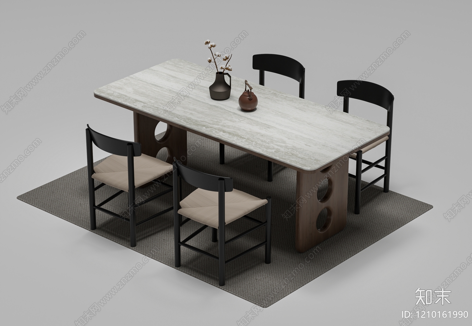 现代简约餐桌椅3D模型下载【ID:1210161990】