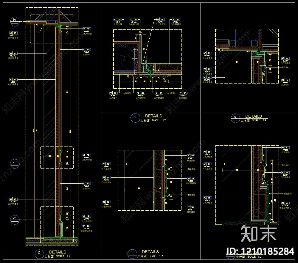 综合门节点cad施工图下载【ID:1210185284】