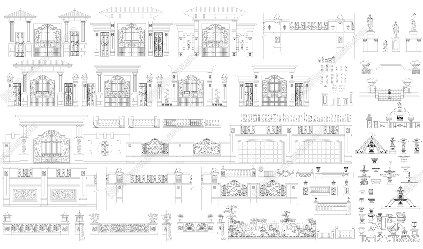 法式美式门头施工图下载【ID:1210185885】